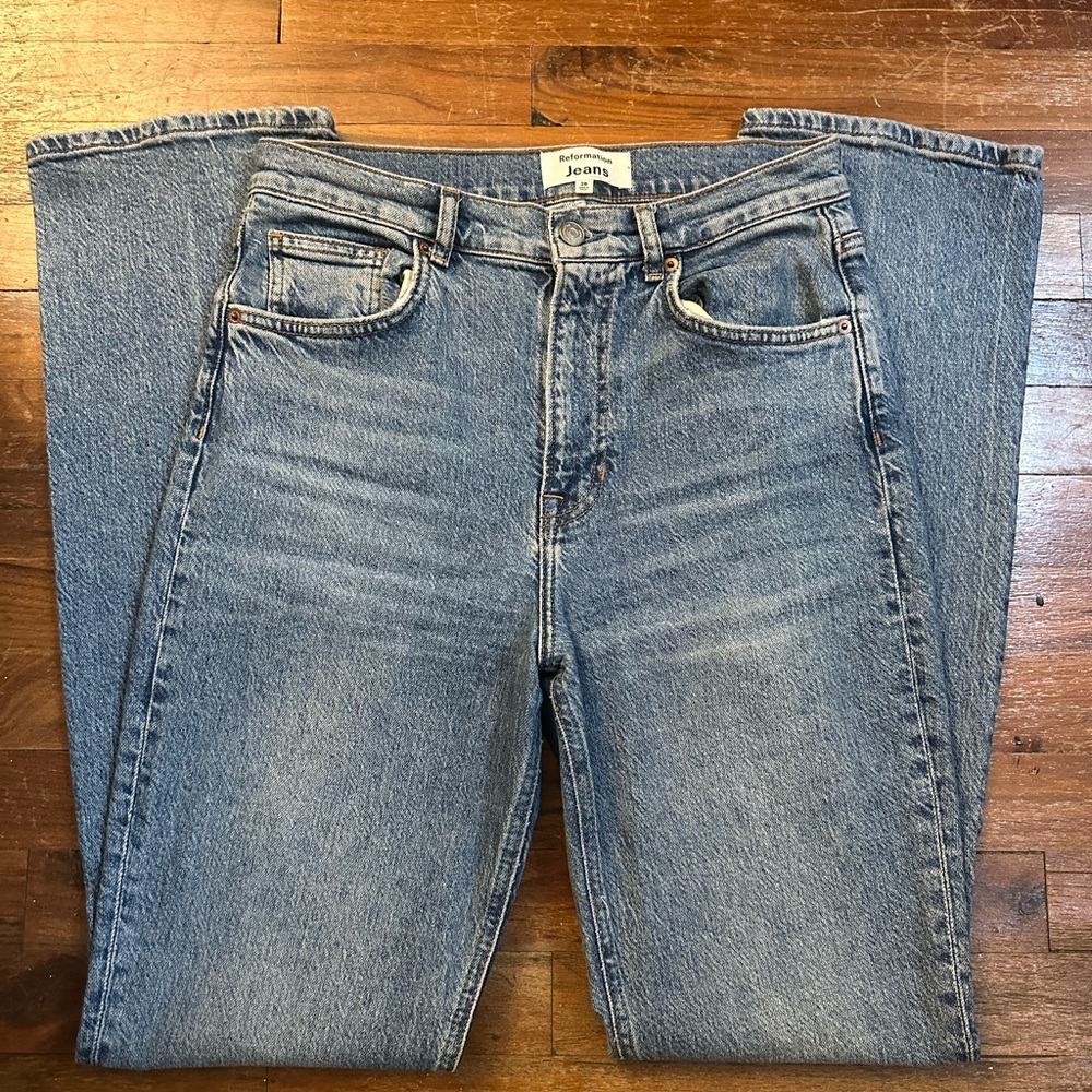 Reformation Blue Boot Cut Jeans